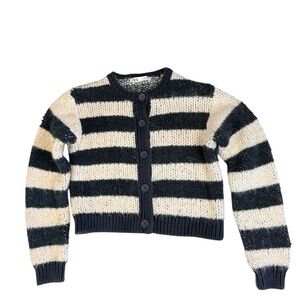 ZARA Striped Knit Cardigan Cropped Button Front Sweater | Size M